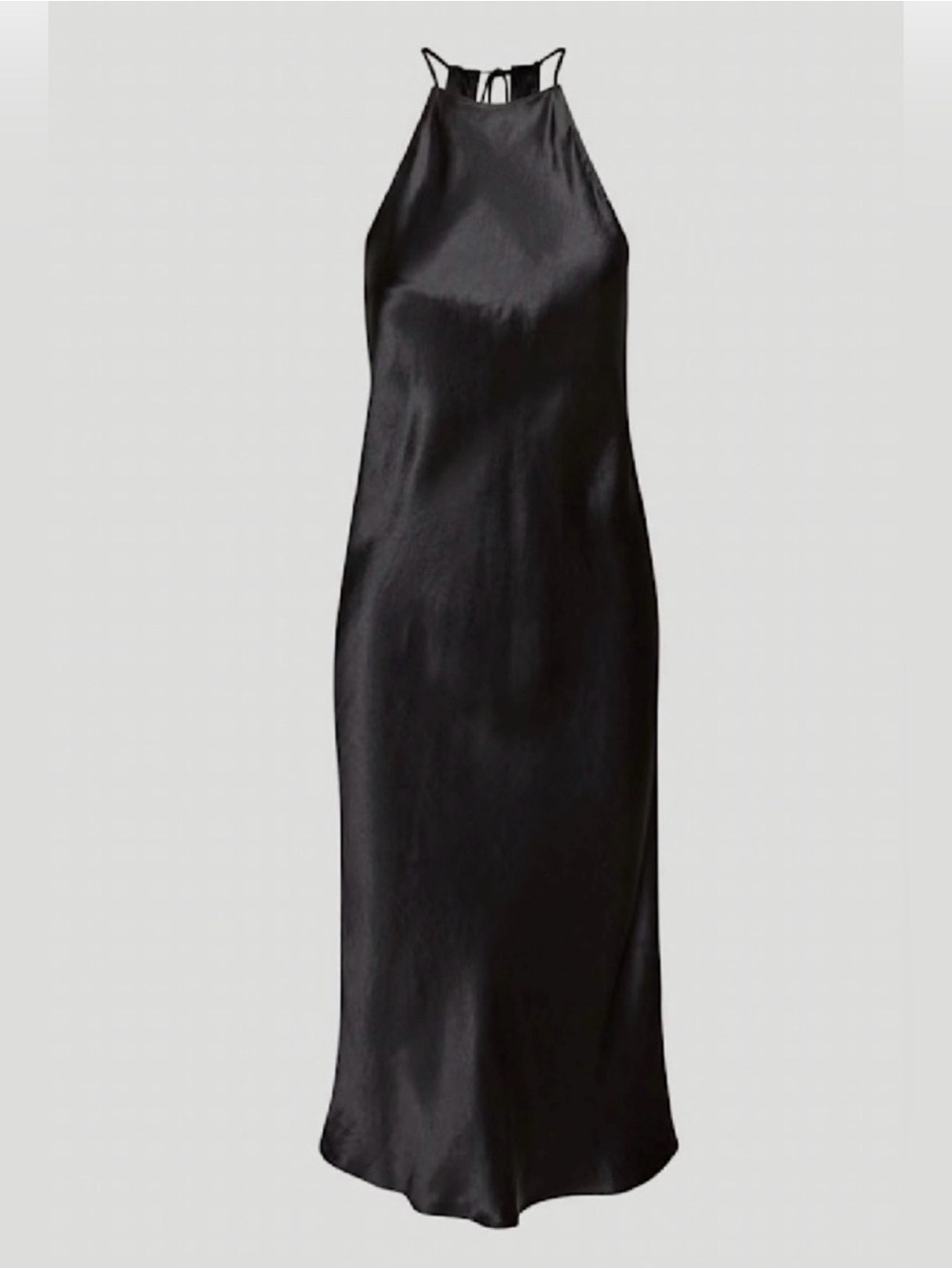 Aritzia Black Satin Halter Mini Dress